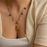 Millefiori Glass Flower Charm Necklace