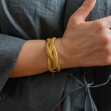 Gold 3 line snake chain bracelet