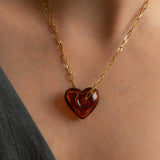 Brown Glass Heart Necklace