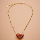 Brown Glass Heart Necklace