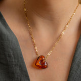 Brown Glass Heart Necklace