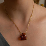 Brown Glass Heart Necklace