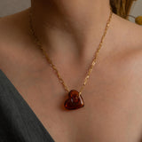 Brown Glass Heart Necklace