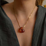 Brown Glass Heart Necklace