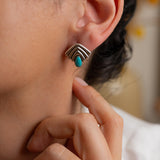 Silver Art Deco Fan Earrings