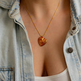 Red Enamel Heart Necklace
