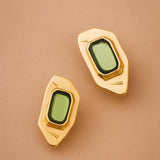 Gold Polygon Enamel Stud Earrings