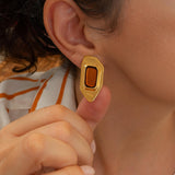 Gold Polygon Enamel Stud Earrings