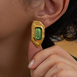 Gold Polygon Enamel Stud Earrings