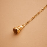 Gold Enamel Pendulum Necklace