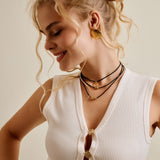 Layered Brown/Black Rope Choker Necklace
