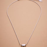 Silver bold drop necklace, bean shape Silver necklace, small pebble stainless steel water resistant snake chain necklace bday gift 4 her