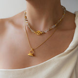 Gold Coil Beaded Necklace