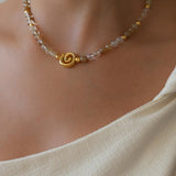 Gold Coil Beaded Necklace