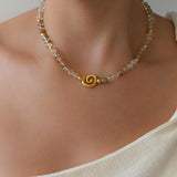Gold Coil Beaded Necklace