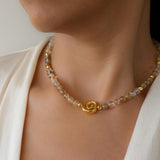 Gold Coil Beaded Necklace