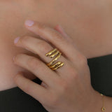 Gold Stainless Spiral Ring