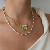 Colorful Agate and Pearl Beaded Necklace