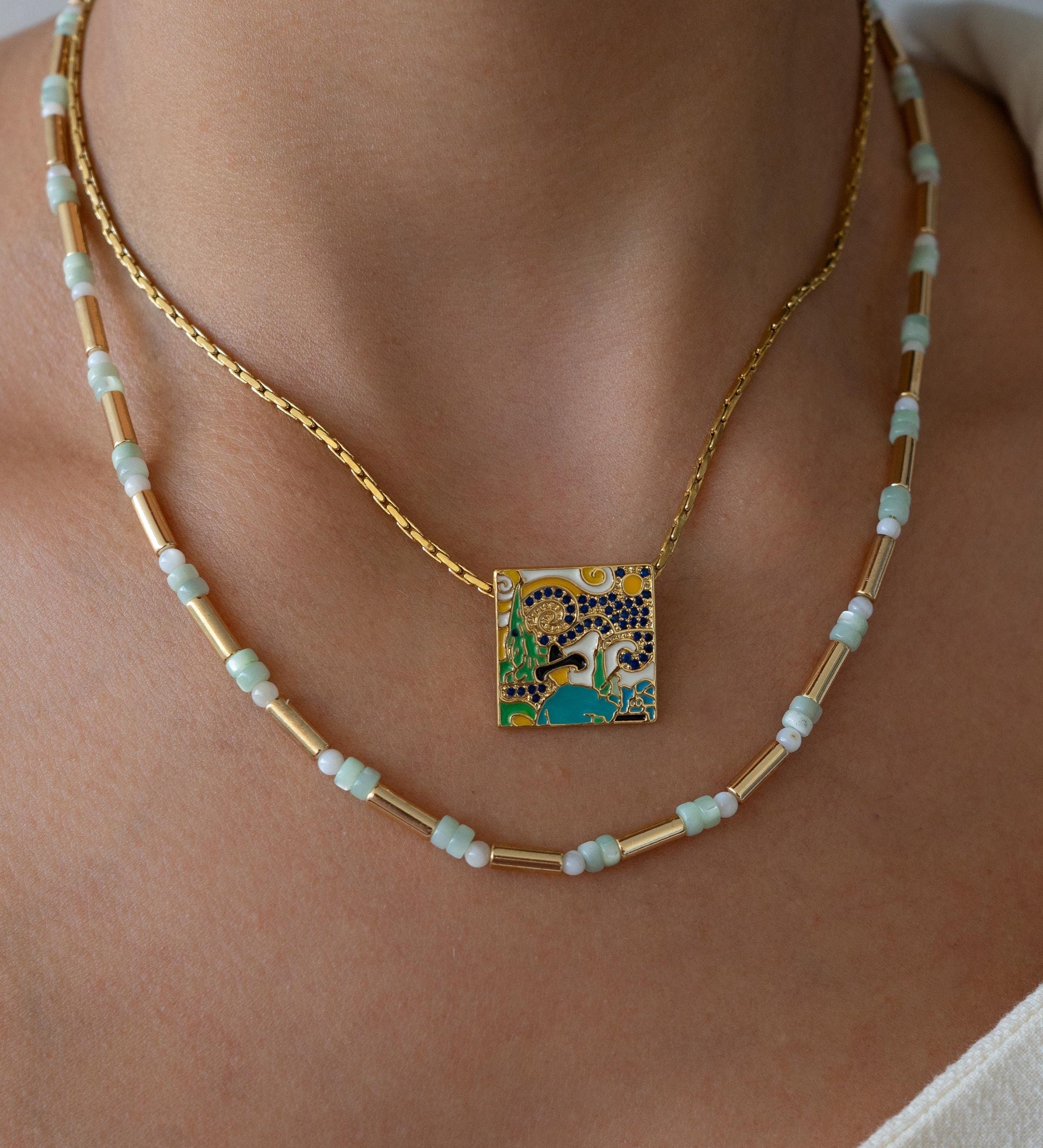 Colorful Agate and Pearl Beaded Necklace