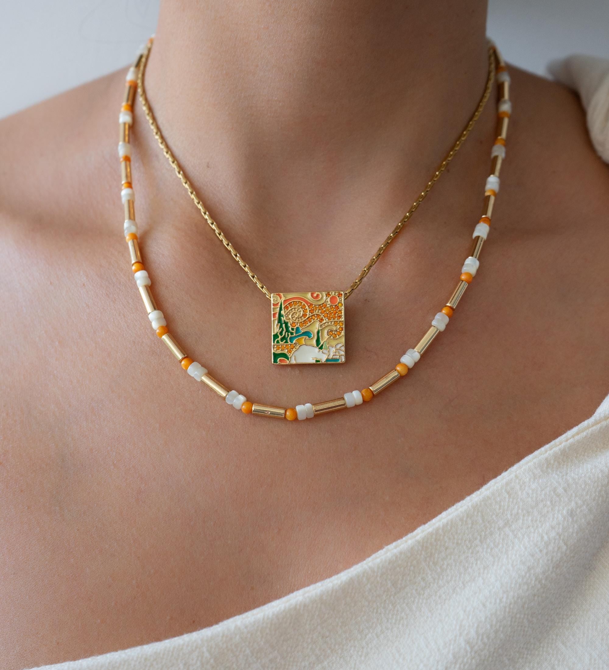 Colorful Agate and Pearl Beaded Necklace