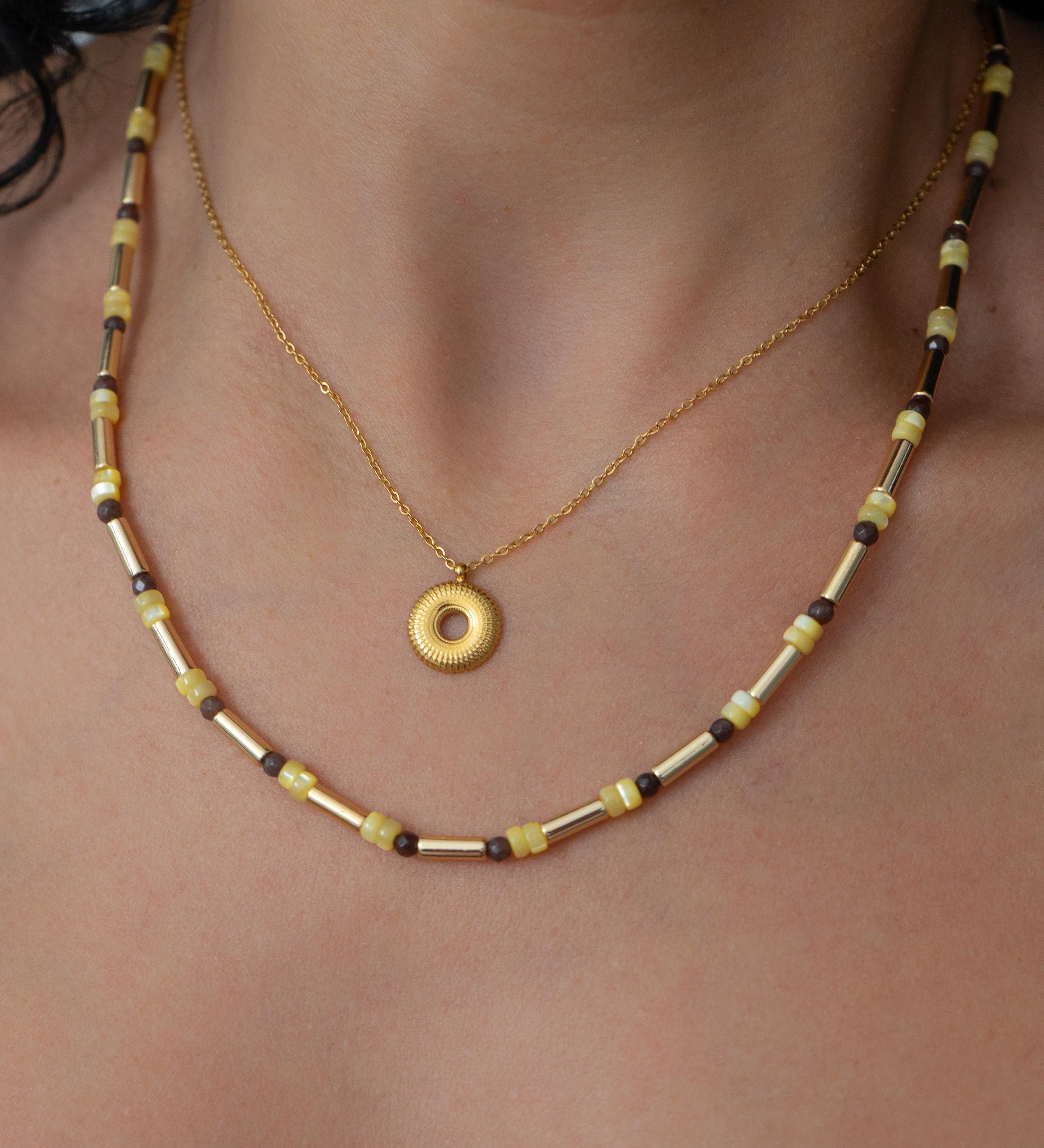 Colorful Agate and Pearl Beaded Necklace