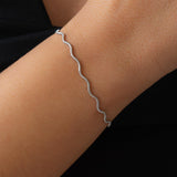 Silver Wavy Snake Chain Braceleτ