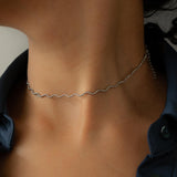 Silver Wavy Snake Chain Necklace