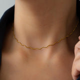 Χρυσό Κολιέ Με Κυματιστή Snake Αλυσίδα