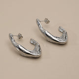 Silver Curved Hoop Earrings