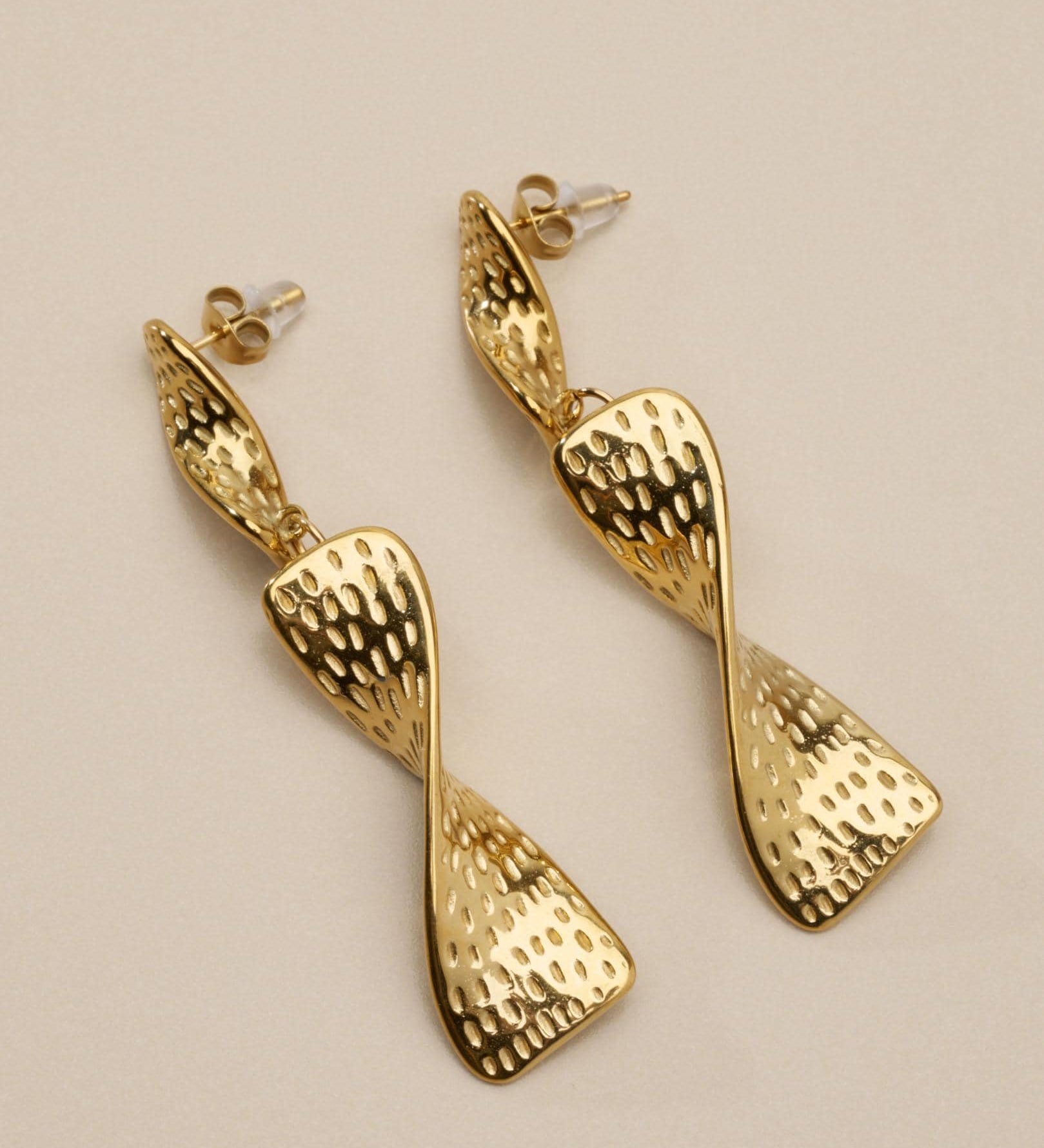 Gold Stainless Steel Drop Earrings
