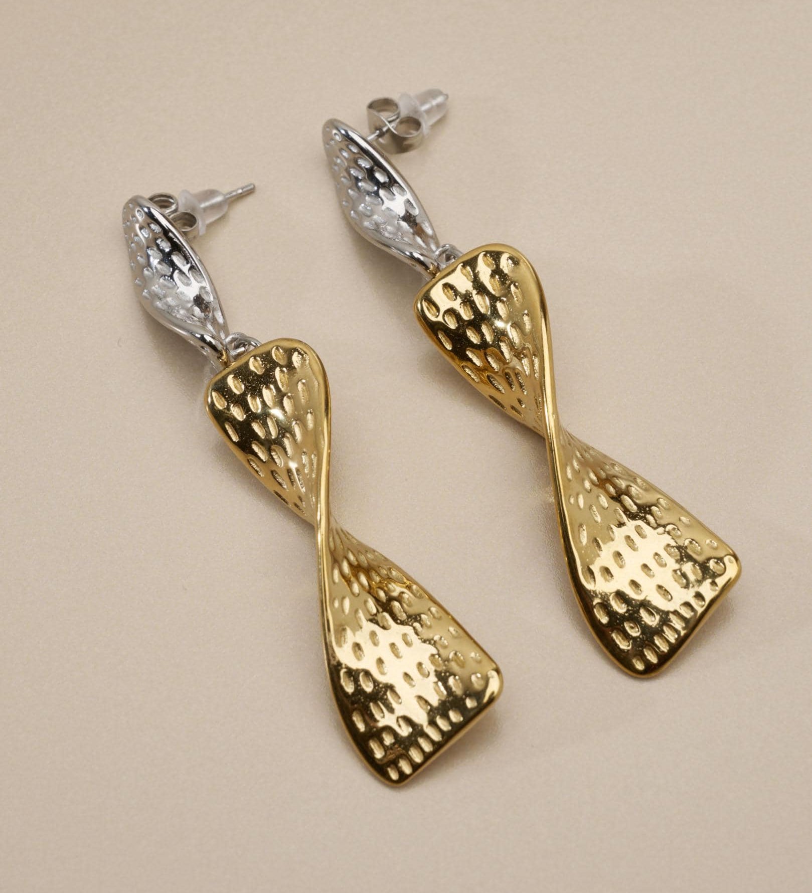 Gold Stainless Steel Drop Earrings