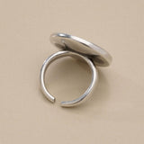 Silver Sunburst Ring with Enamel Center