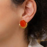 Gold Oval Enamel Stud Earrings