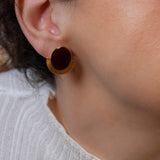 Gold Oval Enamel Stud Earrings