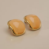 Καρφωτά Σκουλαρίκια με Καμπύλη Πέτρα από Χρυσό Ανοξείδωτο Ατσάλι