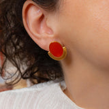 Gold Oval Enamel Stud Earrings