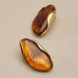 Gold Oval Stud Earrings