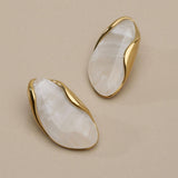 Gold Oval Stud Earrings