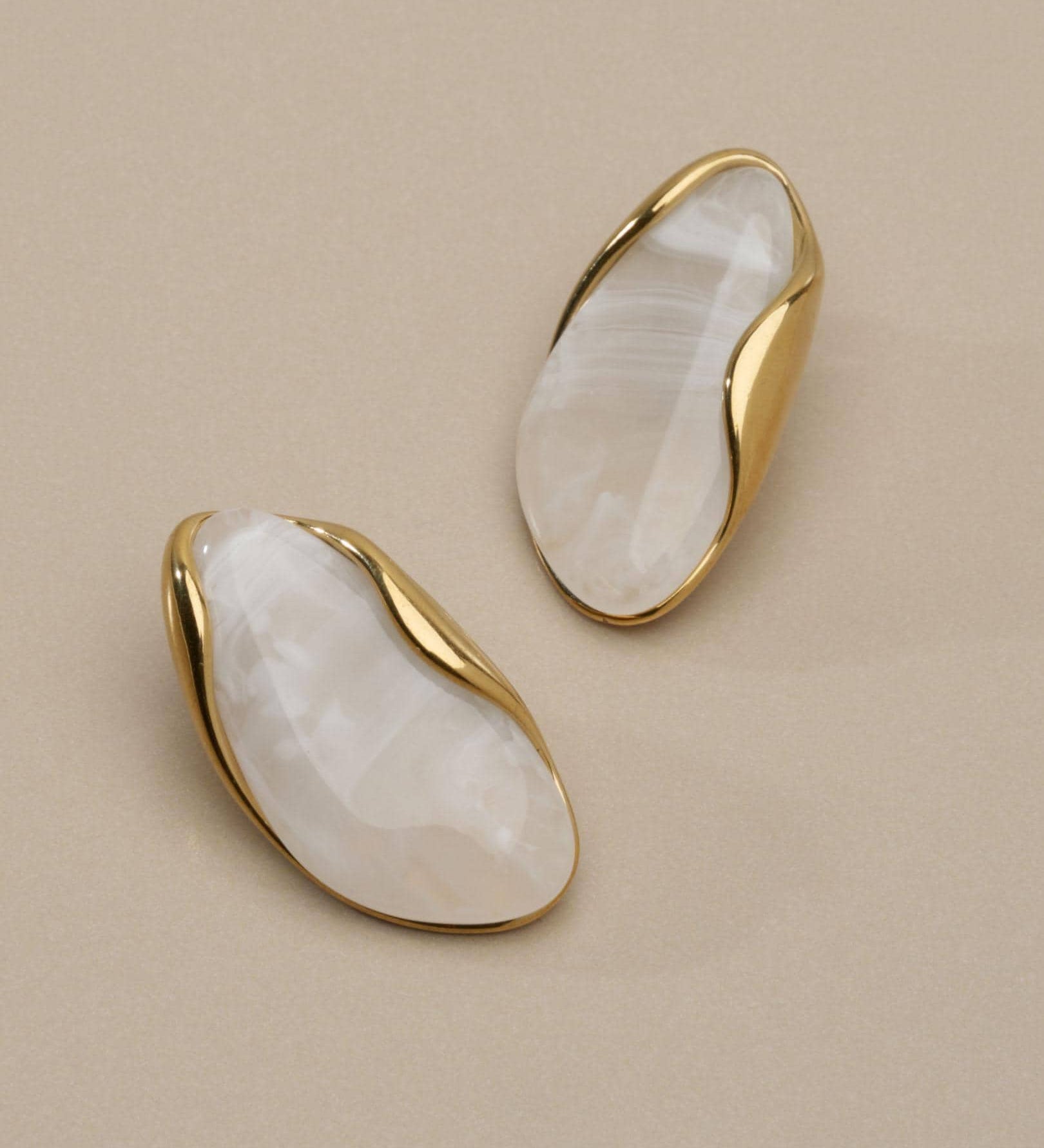 Gold Oval Stud Earrings