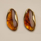 Gold Oval Stud Earrings