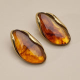 Gold Oval Stud Earrings