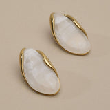 Gold Oval Stud Earrings