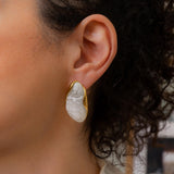 Gold Oval Stud Earrings