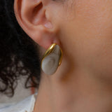 Gold Oval Stud Earrings