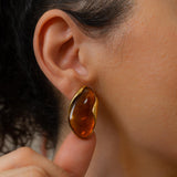 Gold Oval Stud Earrings