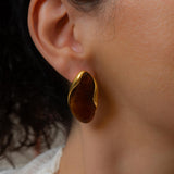 Gold Oval Stud Earrings