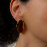 Gold Oval Stud Earrings