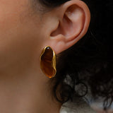 Gold Oval Stud Earrings