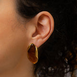 Gold Oval Stud Earrings
