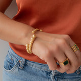 Gold Hammered Balls Cuff